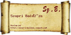 Szopri Balázs névjegykártya